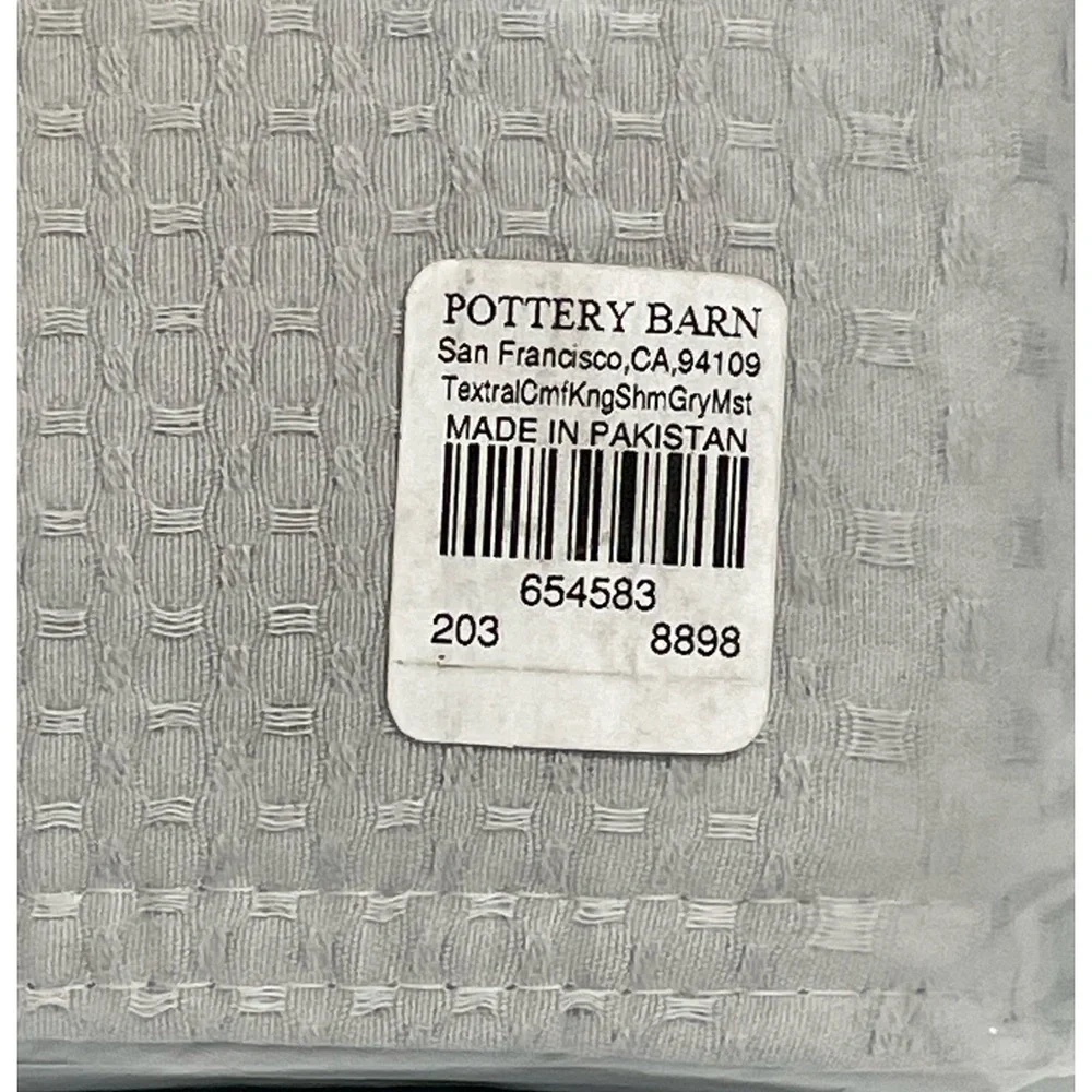 Pottery Barn Honeycomb Cotton King Sham gray mist